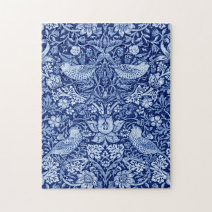 Puzzle Monotone bleu de fraises Thief, William Morris