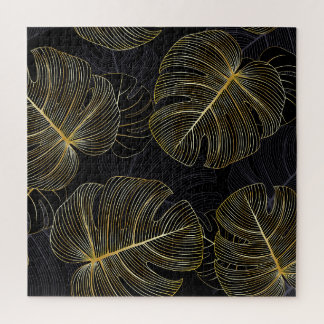 Puzzle Monstère dorée feuille, romantique sans couture fl