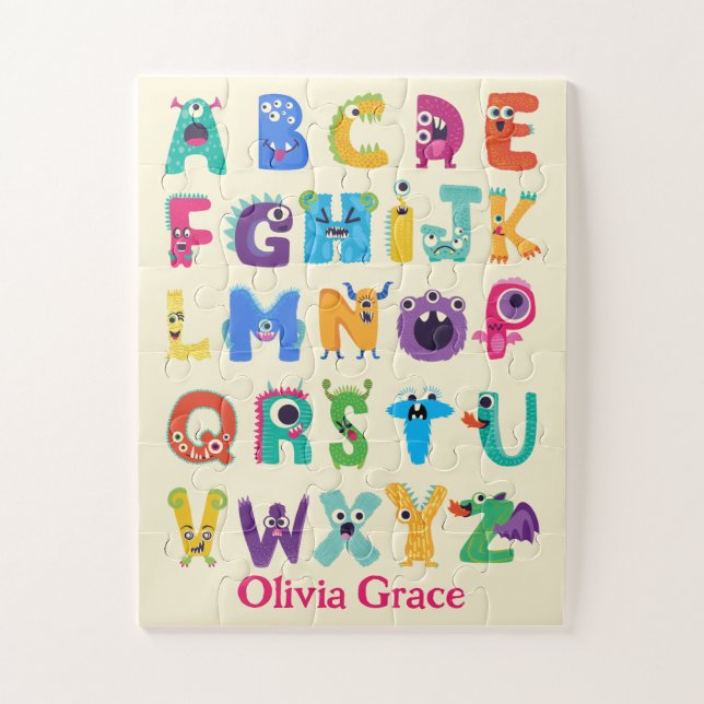 Puzzle Monstre Personnalisé ABC Monstres Silly Alphabet (Vertical)