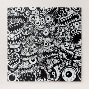 Puzzle monstres motif laid abstrait effroi éffrayant dépl