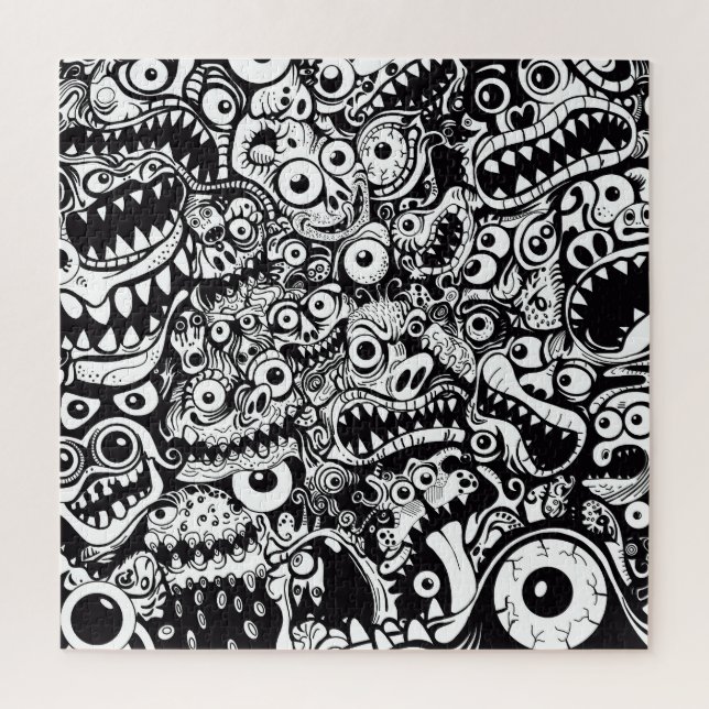 Puzzle monstres motif laid abstrait effroi éffrayant dépl (Vertical)