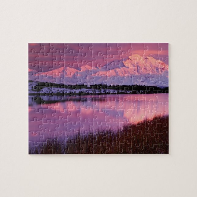 Puzzle Mont Denali au coucher du soleil de l'étang de réf (Horizontal)