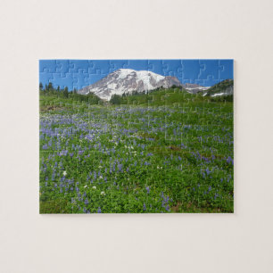 Puzzle Mont Rainier avec des lupins violets
