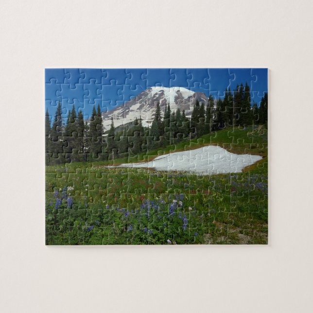 Puzzle Mont Rainier, Fleurs sauvages et neige (Horizontal)