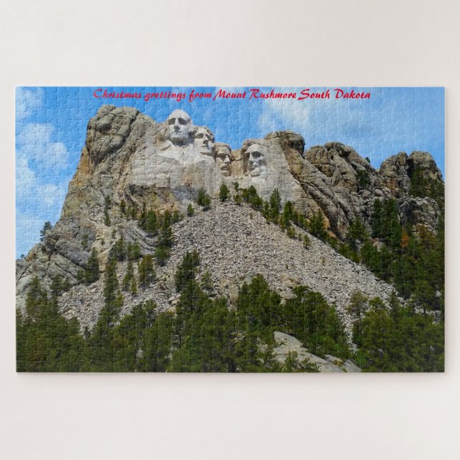 Puzzle Mont Rushmore Dakota du Sud. voeux de Noël (Horizontal)