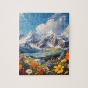 Puzzle Montagnes et Fleurs sauvages