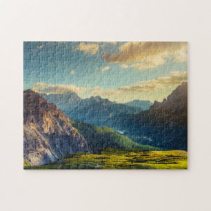 Puzzle Montagnes et vallée au coucher du soleil
