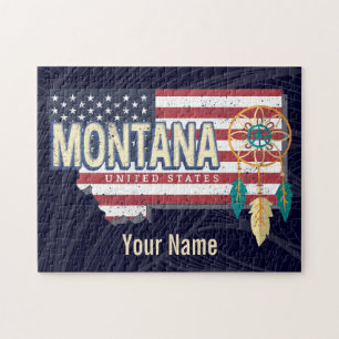 Puzzle Montana États-Unis Retro State Map Vintage USA