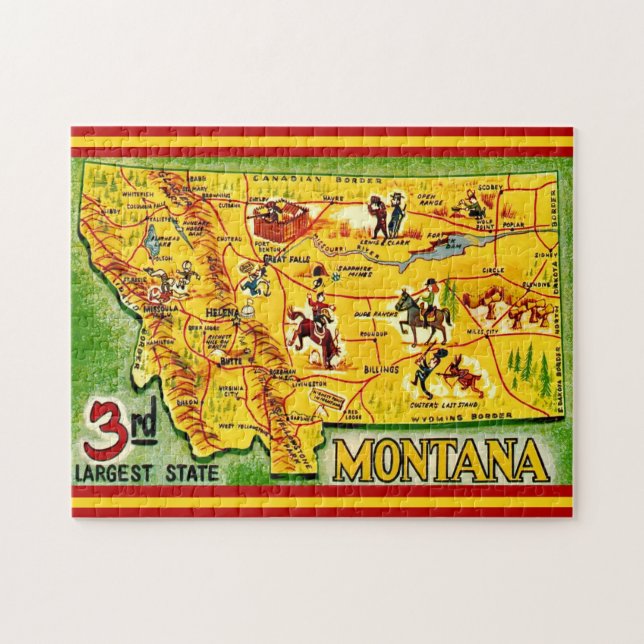 Puzzle Montana Vintage Map 11x14 (Horizontal)