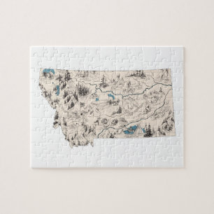 Puzzle Montanan en forme de Montana Carte Vintage