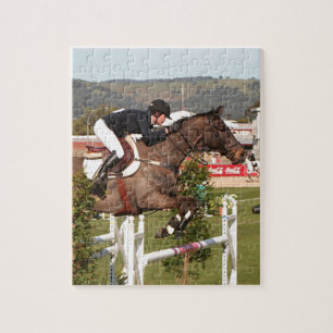 Puzzle Montrez le cheval et le cavalier sautants