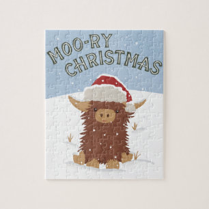 Puzzle Moo-ry Noël mignon shaggy Vache des Highlands Père