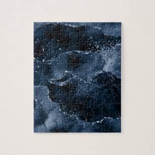 Puzzle Moody Agate Marine Denim Steel Blue Faux Parties