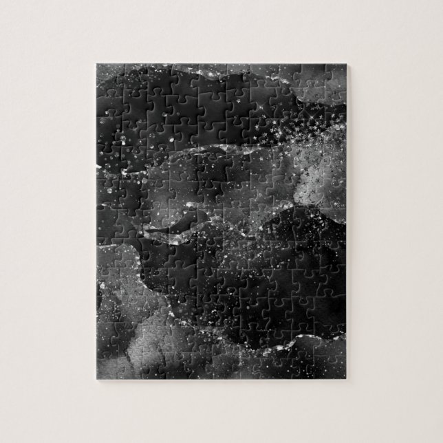 Puzzle Moody Agate | Onyx Black Silver Vampy Goth Parties (Vertical)