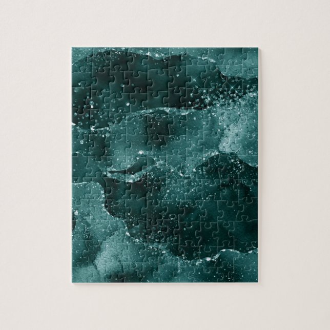 Puzzle Moody Agate | Turquoise Vert Malachite Riche Joyau (Vertical)