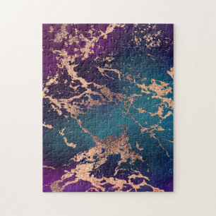 Puzzle Moody Marble   Deep Luxe Purple Turquoise Rose Gol