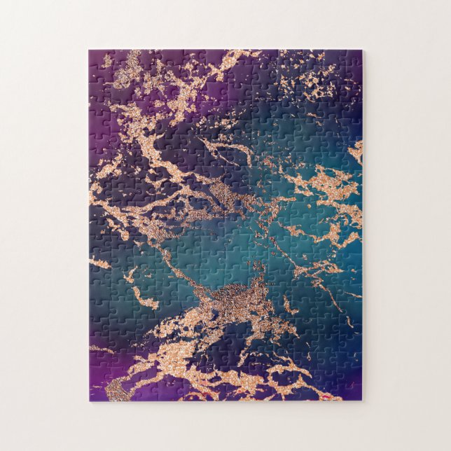 Puzzle Moody Marble | Deep Luxe Purple Turquoise Rose Gol (Vertical)