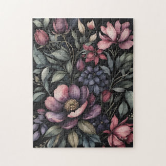 Puzzle Moody Vintage Botanical Watercolor Floral Pattern
