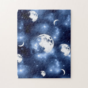 Puzzle Moonlight Glow Moon Phases in Sky Clouds