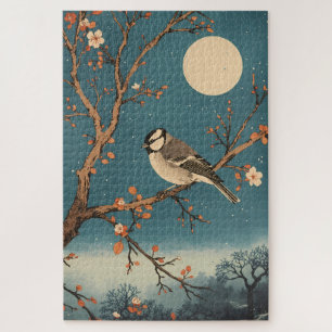 Puzzle - Moonlit Bird on Blossom Branch