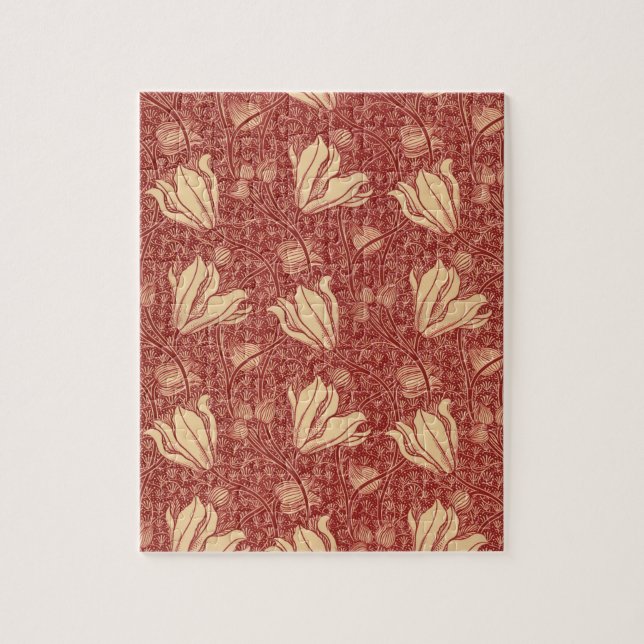 Puzzle Morris Inspiré Lily Flower Botanique Rouge Textile (Vertical)