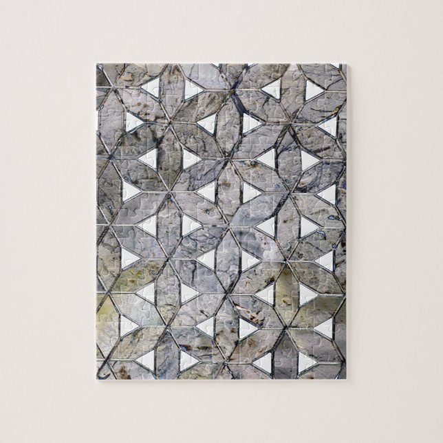 Puzzle Mosaïque de pierre grise naturelle, fleur de vie (Vertical)