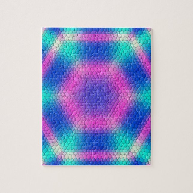 Puzzle Mosaïque d'hexagone rose sur dégradé bleu (Vertical)