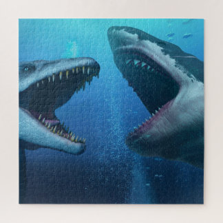 Puzzle Mosasaure contre mégalodon
