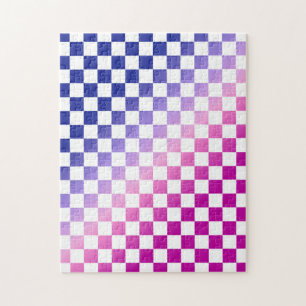 Puzzle Motif à carreaux dégradé rose et bleu