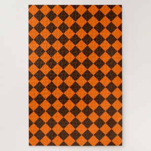 Puzzle Motif à carreaux diamant marron orange