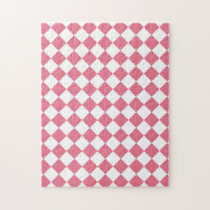 Puzzle Motif à carreaux diamant rose blanc