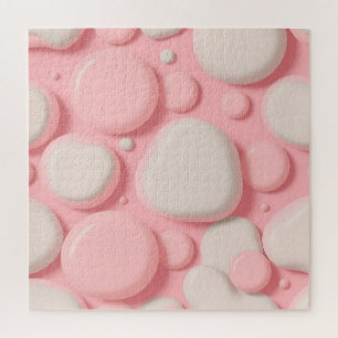 Puzzle Motif abstrait de bulles 3D rose blanc en pastel d