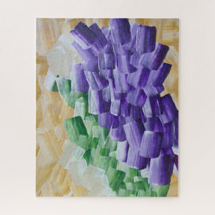 Puzzle Motif abstrait de coups de pinceau violets et vert