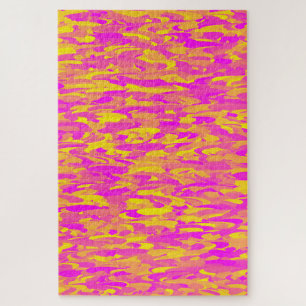 Puzzle Motif Abstrait rose jaune orange