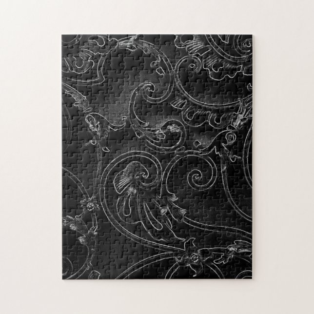 Puzzle Motif baroque gothique noir de remous (Vertical)