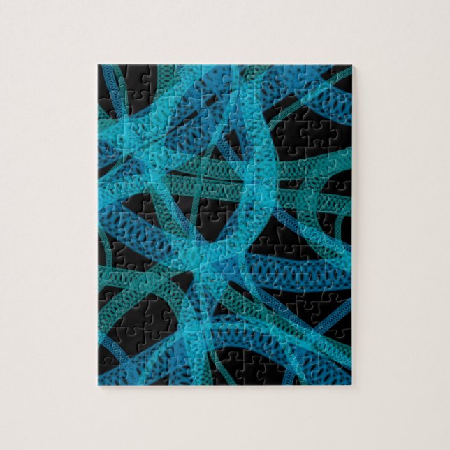 Puzzle Motif bleu d'abrégé sur la Science de brins d'ADN (Vertical)