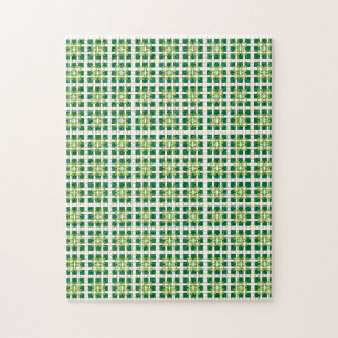 Puzzle Motif carré de la forêt verte géométrique moderne