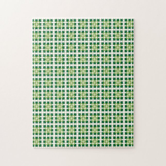 Puzzle Motif carré de la forêt verte géométrique moderne (Vertical)