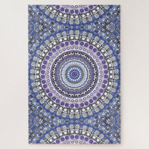 Puzzle Motif circulaire géométrique mandala bleu et viole