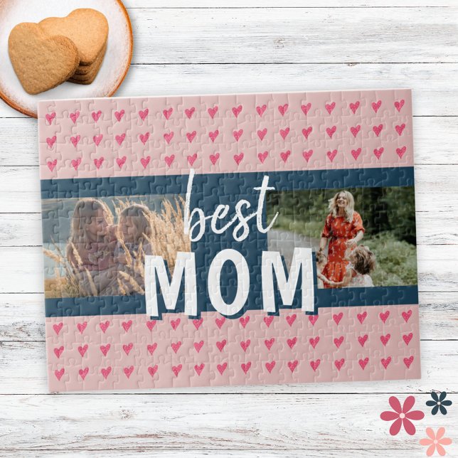 Puzzle Motif Coeur rose mignon Best Mom 2 Photo (Créateur téléchargé)