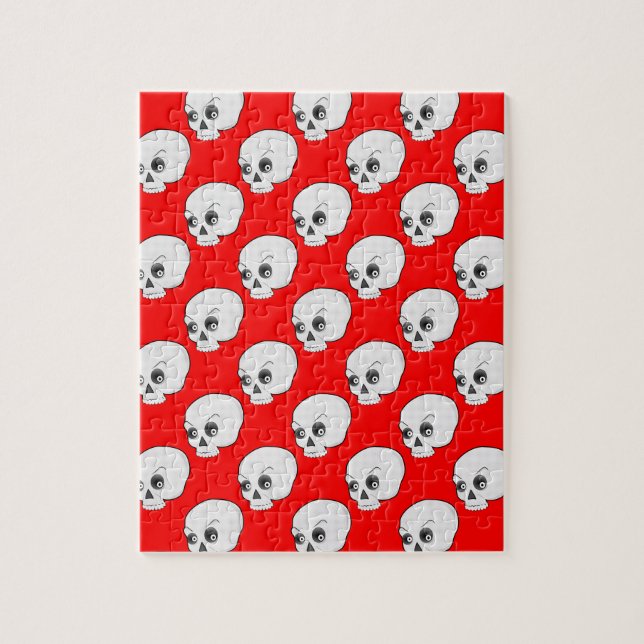Puzzle Motif crâne sur Arrière - plan rouge (Vertical)