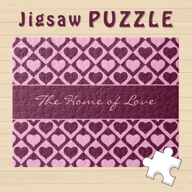 Puzzle Motif damier cœur personnalisé Bordeaux Rose -  (Créateur téléchargé)