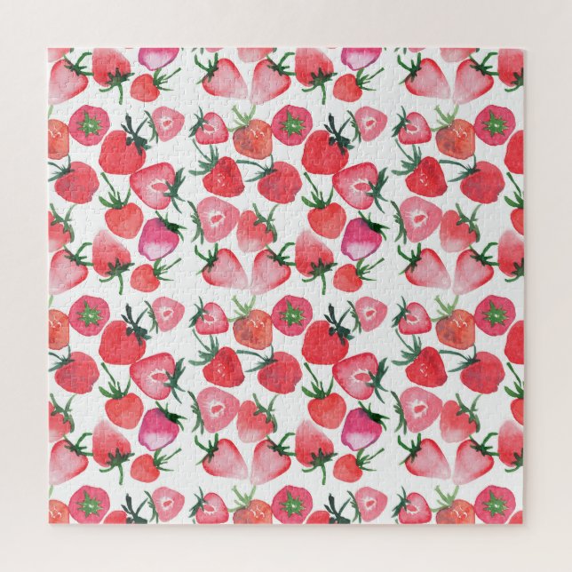 Puzzle Motif d'aquarelle aux fraises rouges juteuses (Vertical)