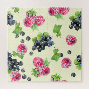 Puzzle Motif d'aquarelle de framboise, curry