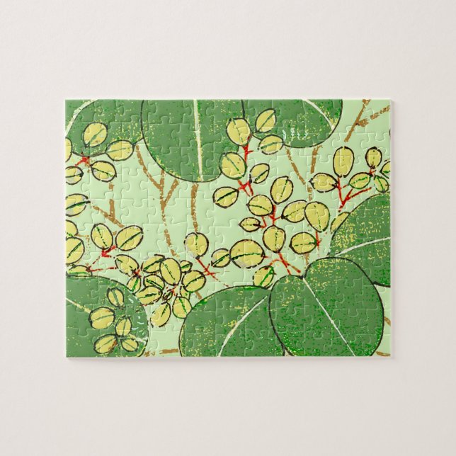 Puzzle Motif d'art botanique floral de la feuille japonai (Horizontal)