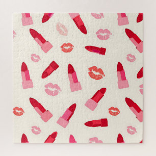 Puzzle Motif de baiser au rouge à lèvres rose