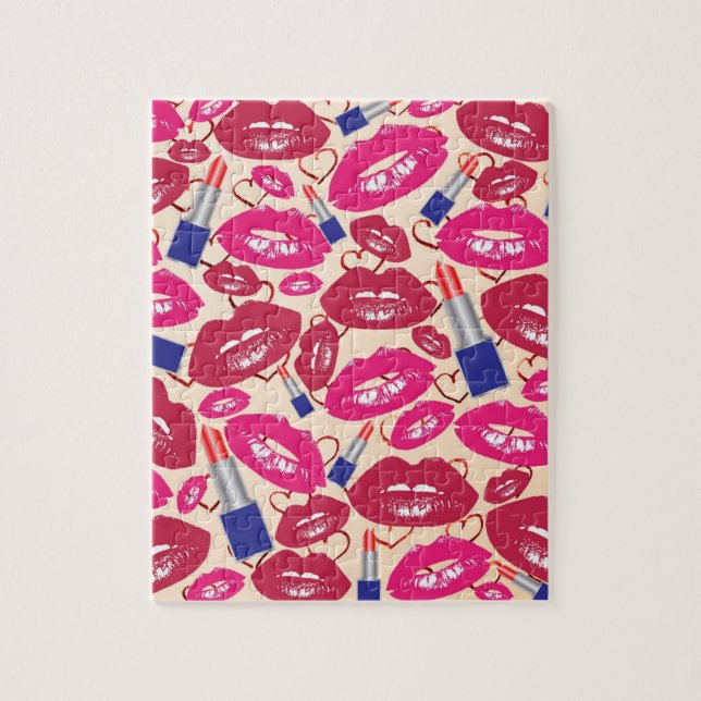 Puzzle Motif de baiser de rouge à lèvres (Vertical)