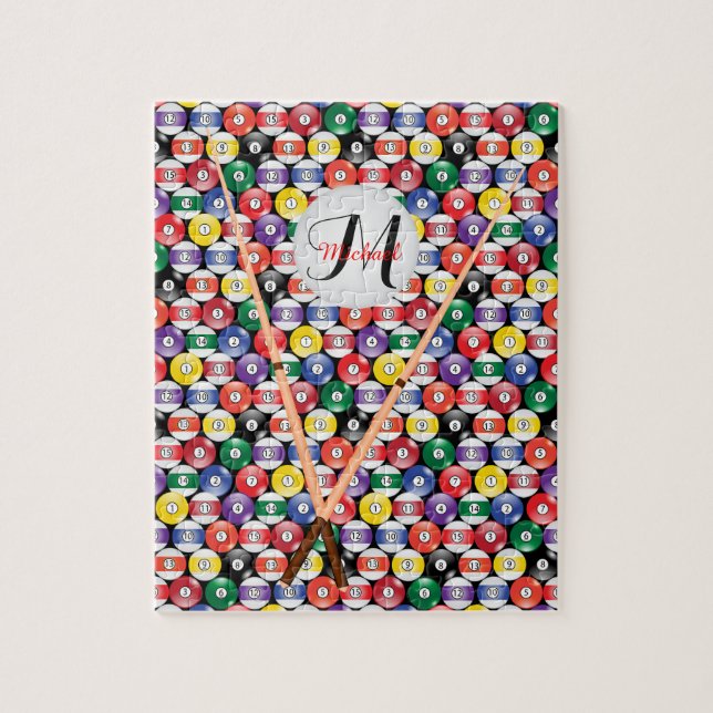 Puzzle Motif de boule de billard Monogram (Vertical)