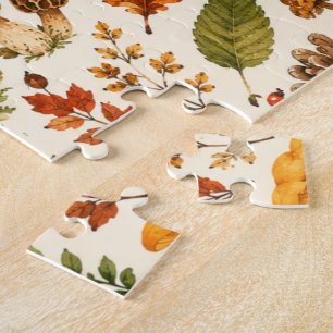 Puzzle Motif de champignon automnal à l'aquarelle 