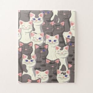 Puzzle Motif de chats blancs et gris
